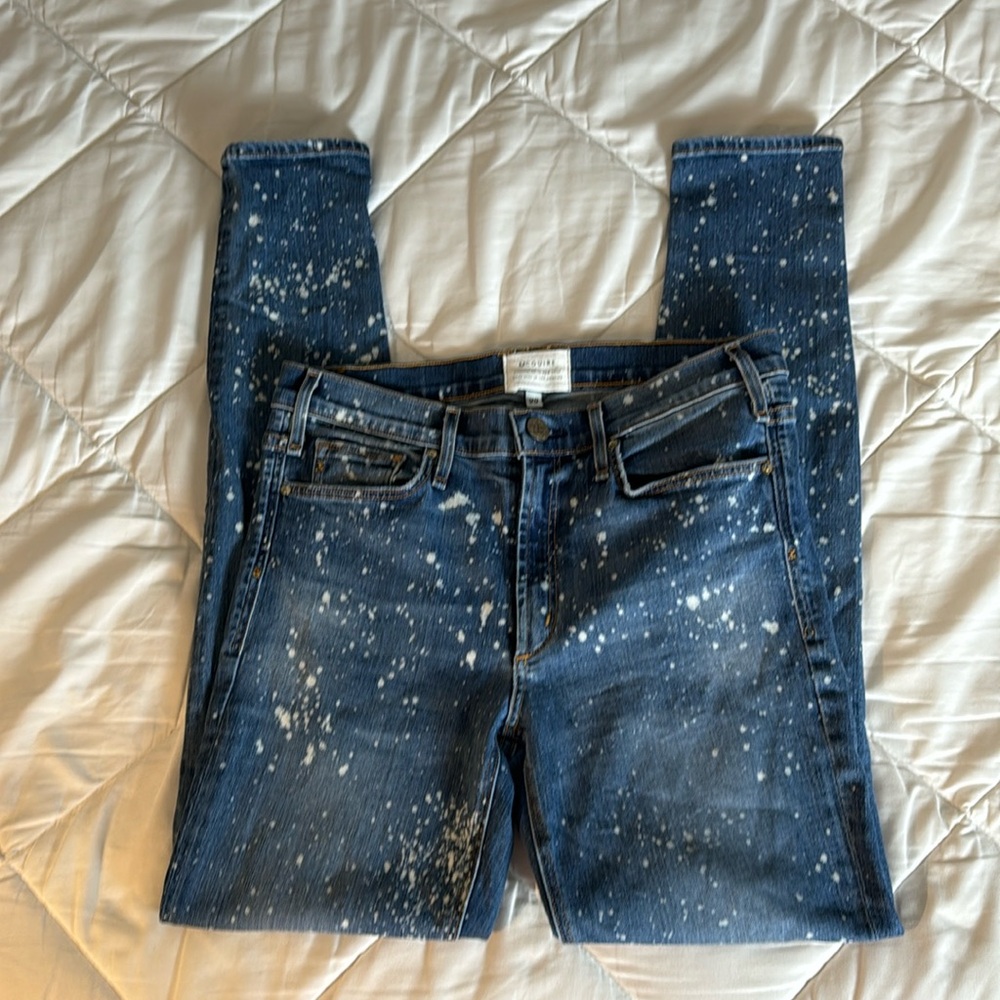 McGuire Women’s Mid-rise Skinny Jeans in Med Wash with Chlorine Splashes Size 29